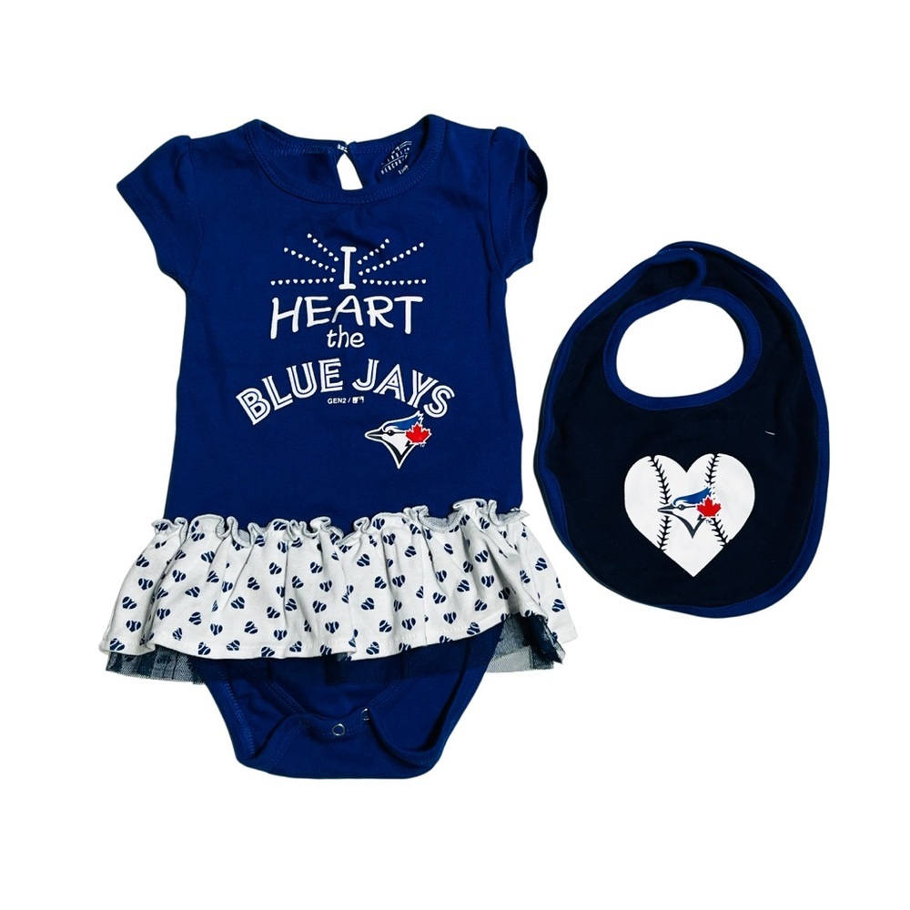 Genuine Merchandise Blue Jays Baby Bodysuit and Bib‎